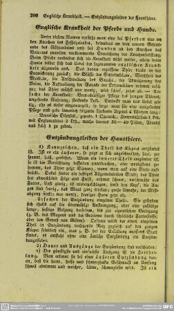 Englische Krankheit der Pferde und Hunde