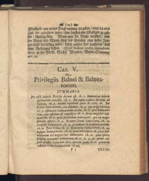 Cap. V. De Privilegiis Balnei & Balneatorum