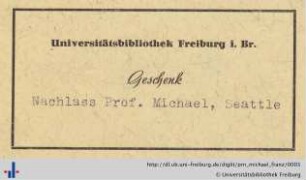 [Provenienz]: Michael, Franz H.