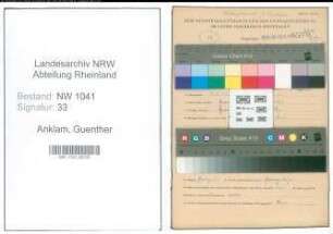 Entnazifizierung Guenther Anklam , geb. 14.07.1918 (Landarbeiter)
