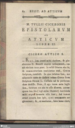 Epistolarum Ad Atticum Liber II