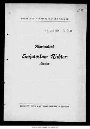 Klavierabend Swjatoslaw Richter