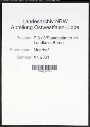 Heiratsregister Standesamt Meerhof
