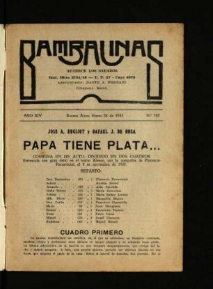 Papá tiene plata... : comedia en un acto, dividida en dos cuadros