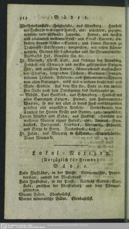 Lokal-Notizen (vorzüglich für Fremde)