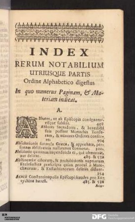 Index Rerum Not Abilium Utriusque Partis