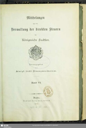 6.1900/02: Mitteilungen aus der Verwaltung der direkten Steuern im Königreiche Sachsen