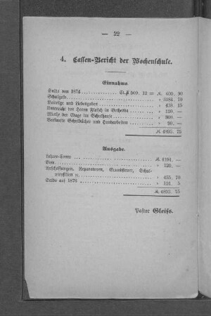 4. Cassen-Bericht der Wochenschule.