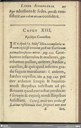 Caput XIII. Apulejus Correctus