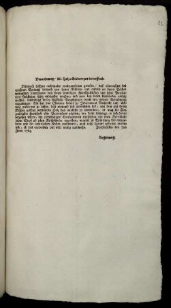Verordnung, die Holz-Diebereyen betreffend : Zweybrücken den 7ten Junii 1764.