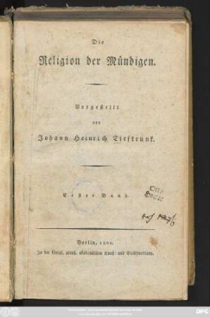 Bd. 1: Die Religion der Mündigen