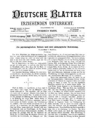 Die psychologischen Reihen und ihre pädagogische Bedeutung : (Fortsetzung)