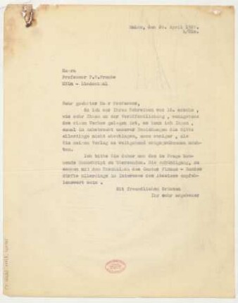 Brief an Friedrich Wilhelm Franke : 20.04.1928