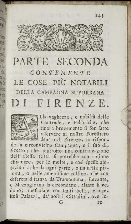Parte Seconda Contenente Le Cose Più Notabili Della Campagna Suburbana Di Firenze.