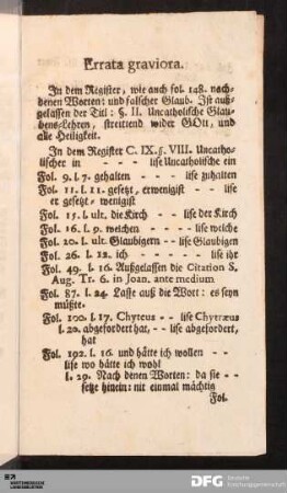 Errata graviora.