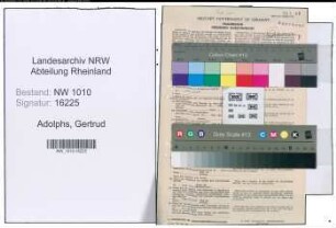 Entnazifizierung Gertrud Adolphs , geb. 21.01.1921 (Stickerin)