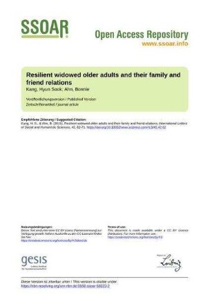Resilient widowed older adults and their family and friend relations