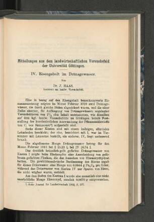 Mitteilungen aus dem landwirtschaftlichen Versuchsfeld der Universität Göttingen.