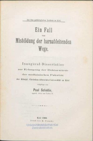 Ein Fall von Misbildung der harnableitenden Wege