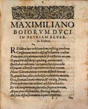 Maximiliano Boiorum Duci Bohemiae Victori. Iuventus Poetica Monacensis