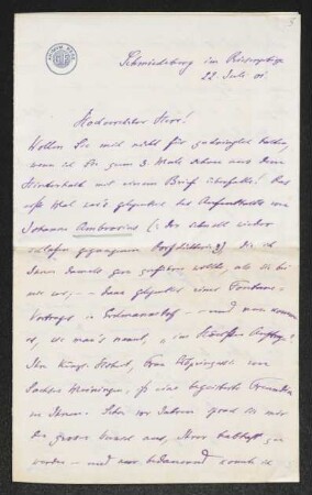 Brief von Georg Friedlaender an Gerhart Hauptmann