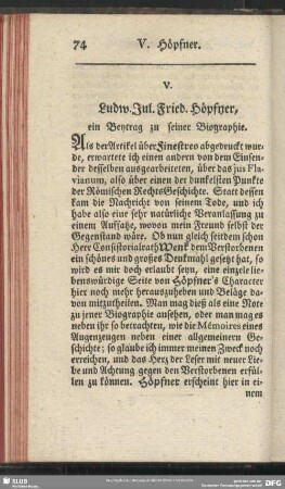 V. Ludw. Jul. Fried. Höpfner, ein Beytrag zu seiner Biographie