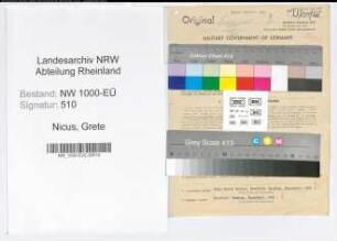 Entnazifizierung Grete Nicus, geb. 24.05.1899 (Angest.)