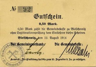 Gutschein - 0,50 Mark