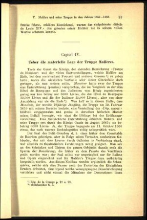 Capitel IV. Ueber die materielle Lage der Truppe Molières.