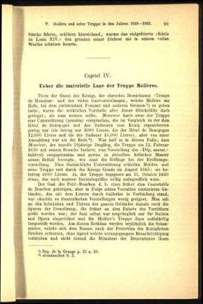 Capitel IV. Ueber die materielle Lage der Truppe Molières.
