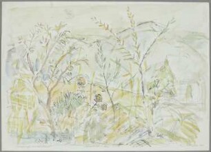 Landschaft mit drei Rosen