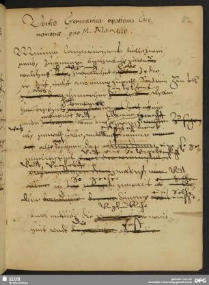 Versio Germanica orationis Ciceronianae pro M[arco] Marcello.