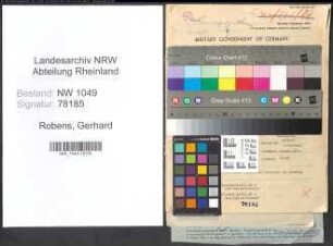 Entnazifizierung Gerhard Robens , geb. 20.07.1881 (Wachtmeister)