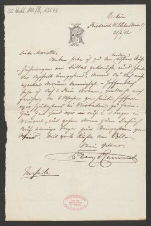 Brief an Mariette von Roell : 21.06.1882