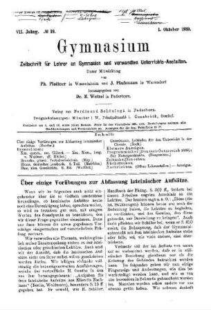 Über einige Vorübungen zur Abfassung lateinischer Aufsätze