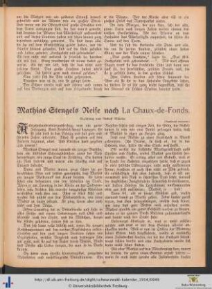 Mathias Stengels Reise nach La Chaux-de-Fonds. Erzählung.