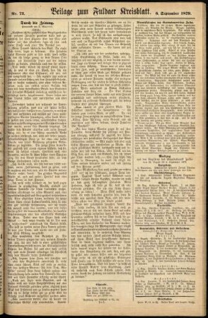 Zweite Ausgabe vom Samstag, den 06. September 1879.