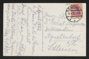 Brief von Hermann Georg Fiedler, Herma Fiedler und Ethel Mary Fiedler an Margarete Hauptmann und Gerhart Hauptmann