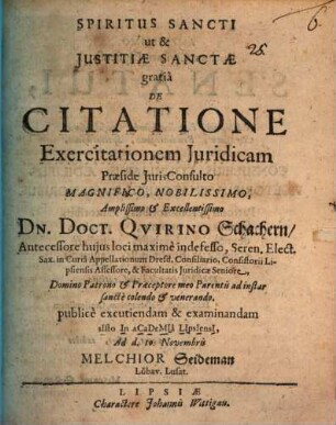 De citatione exercitatio iuridica