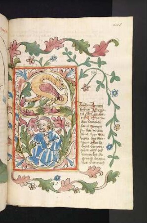 S-Initiale mit sitzendem Prophet und Drache
