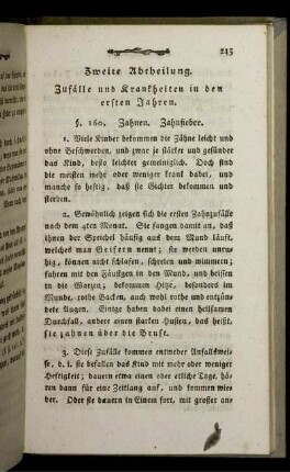 Zweite Abtheilung. Zufälle und Krankheiten in den ersten Jahren.
