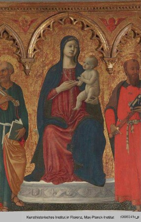 Maria mit Kind und Heilige - Thronende Maria m. Kind, Petrus, Paulus, Johannes d. T., Sebastian