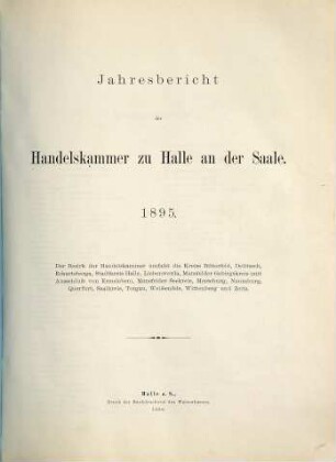 Jahresbericht der Handelskammer zu Halle. 1895 (1896)