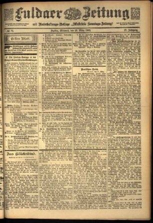 Erste Ausgabe vom Mittwoch, den 28. März 1900.