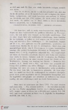 336-343 [einige Fabeln aus einer Handschrift der gräflichen Bibliothek zu Wernigerode]