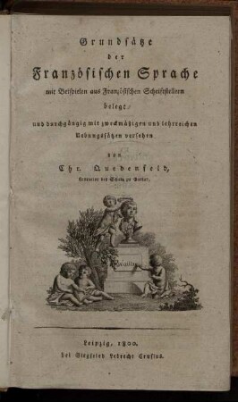 Grundsätze der Französischen Sprache : mit Beispielen aus Französischen Schriftstellern belegt und durchgängig mit zweckmäßigen und lehrreichen Uebungssätzen versehen