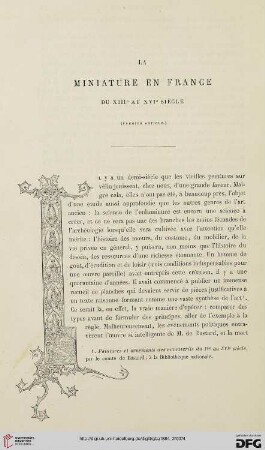 2. Pér. 30.1884: La miniature en France, [1] : du XIIIe au XVIe siècle