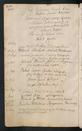 Sommerhalbjahr 1735. Rektorat Johann Christian Klemm