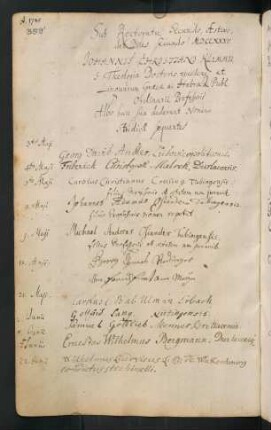 Sommerhalbjahr 1735. Rektorat Johann Christian Klemm