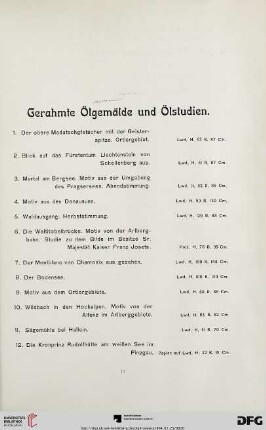 Gerahmte Ölgemälde und Ölstudien (Nr. 1-100)